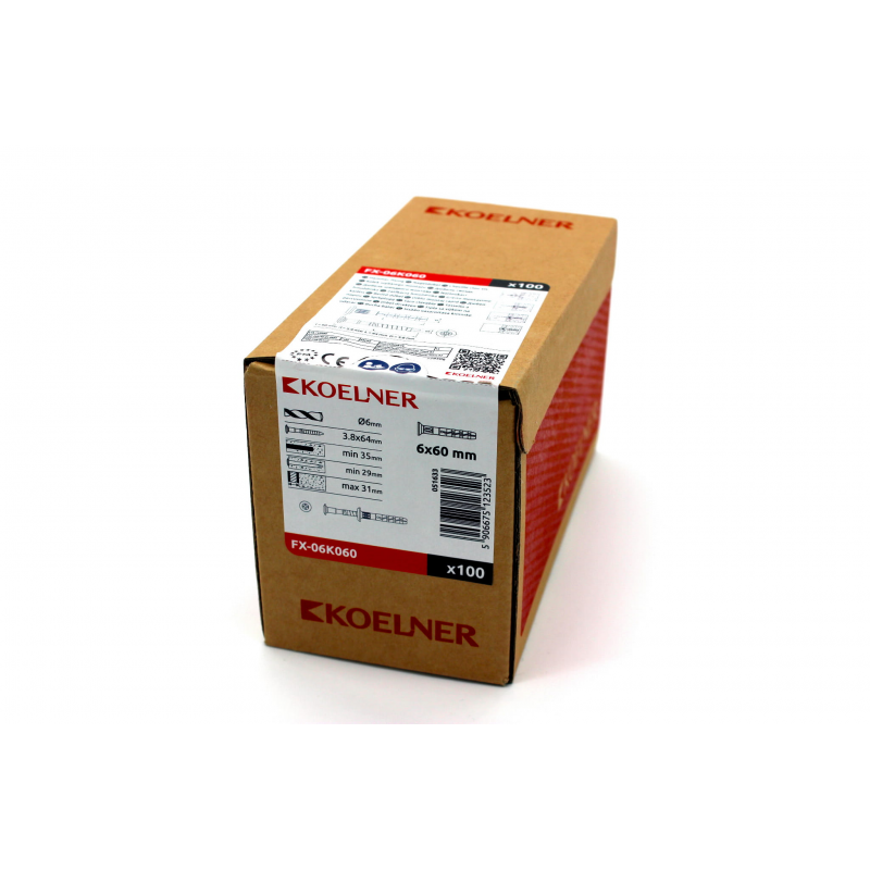 Kołek wbijany z kołnierzem Koelner 6x60 mm [100 szt.]