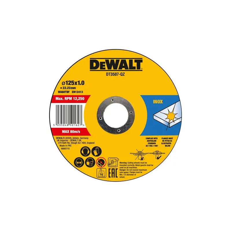 TARCZA DO CIĘCIA STALI NIERDZEWNEJ 125x1mm DT3507