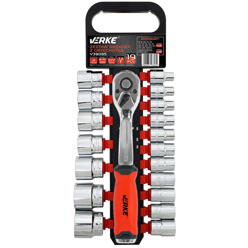 VERKE ZESTAW NASADEK Z GRZECHOTKĄ 1/2 19el.