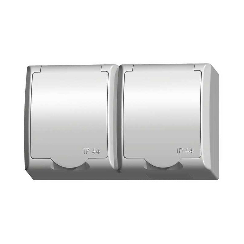 FALA GNIAZDO BIAŁE GNH-2HZ/00/W PODWÓJNE HERMETYCZNE KLAPKA BIAŁA IP44