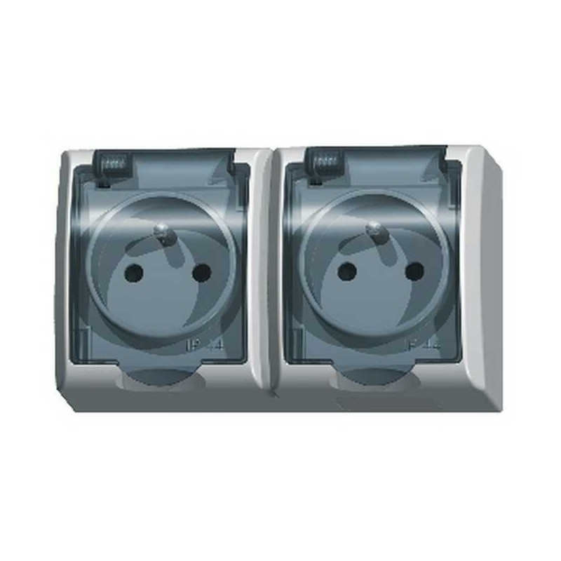 FALA GNIAZDO BIAŁE GNH-2HZ/00/D PODWÓJNE HERMETYCZNE KLAPKA DYMNA IP44